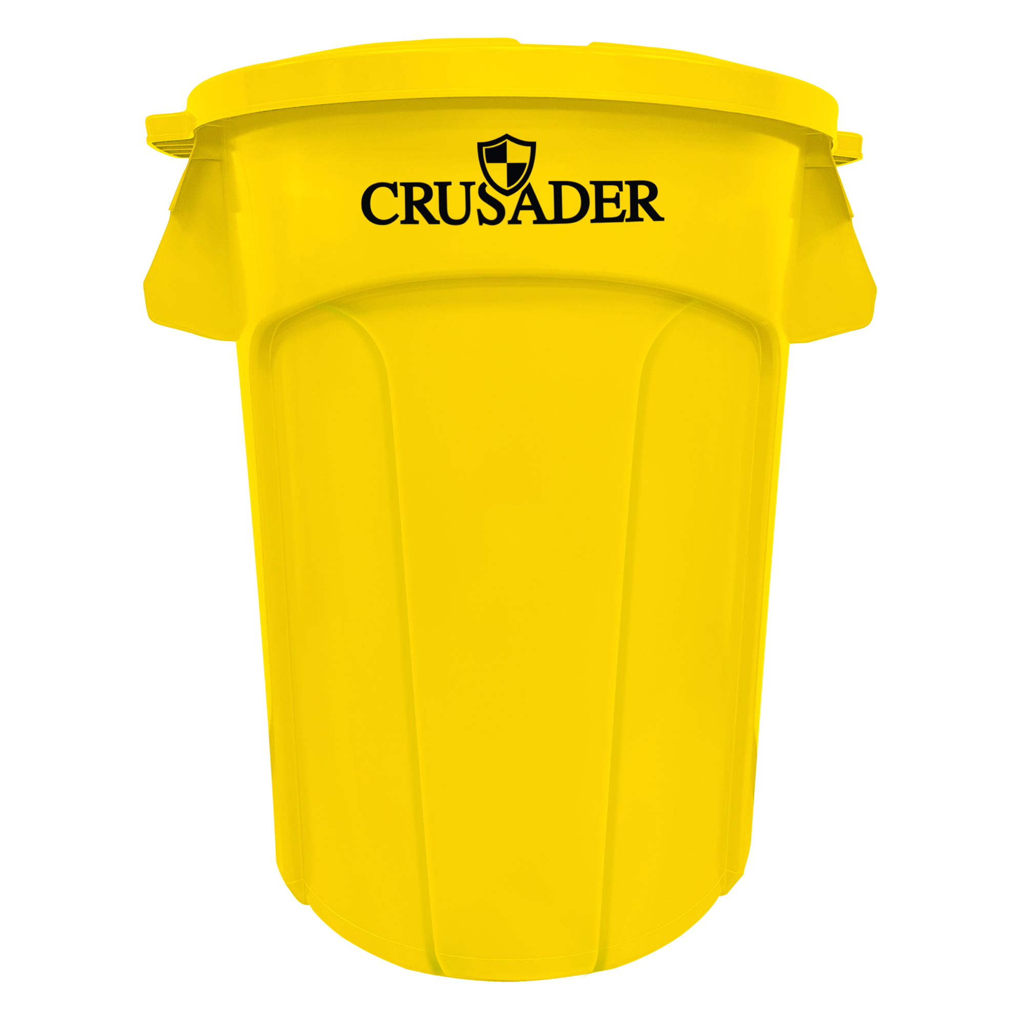Crusader Round Heavy-duty Utility Container, 44 Gallon, 24" Dia. x 31-1/2" H, Polyethylene, Yellow, NSF, Made in USA